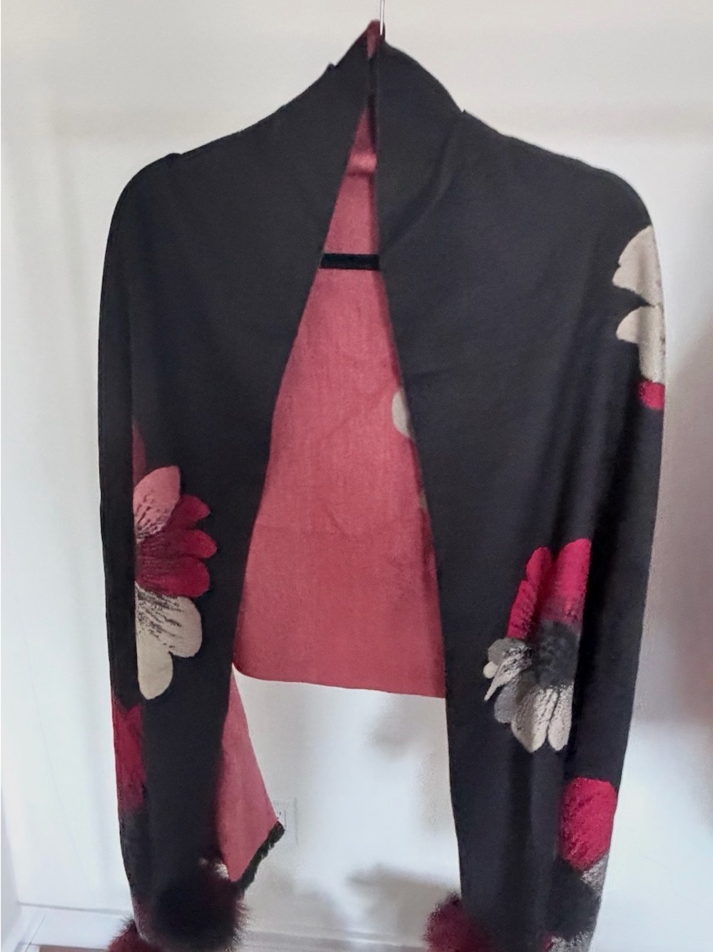 La Fiorentina Pink and Black Fox Fur Wrap/Scarf Accessory